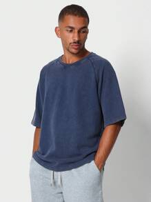 SUMWON Camiseta esencial de manga corta con lavado, ajuste oversize y tejido premium de peso pesado de bucle