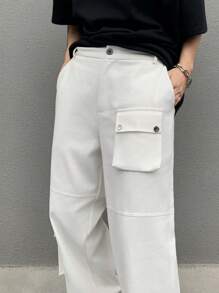 Manfinity EMRG Cargo Men Pants,American Style Straight-Leg Multi-Pocket Traceable Cotton Long Pants