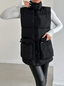 EURMUSE Women's Sleeveless Padded Jacket Coat - Black - View 5