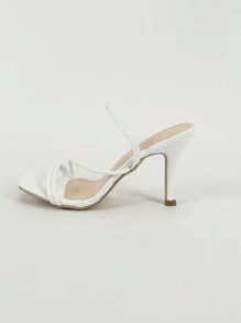 Women's Fuchsia Square Toe Stiletto High Heel Sandals, Sexy Party Fashion Minimalist Comfortable High Heels, Elongating Legs - White - View 4