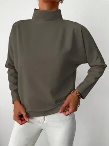 RueChic Solid Batwing Sleeve Tee - Black - View 5