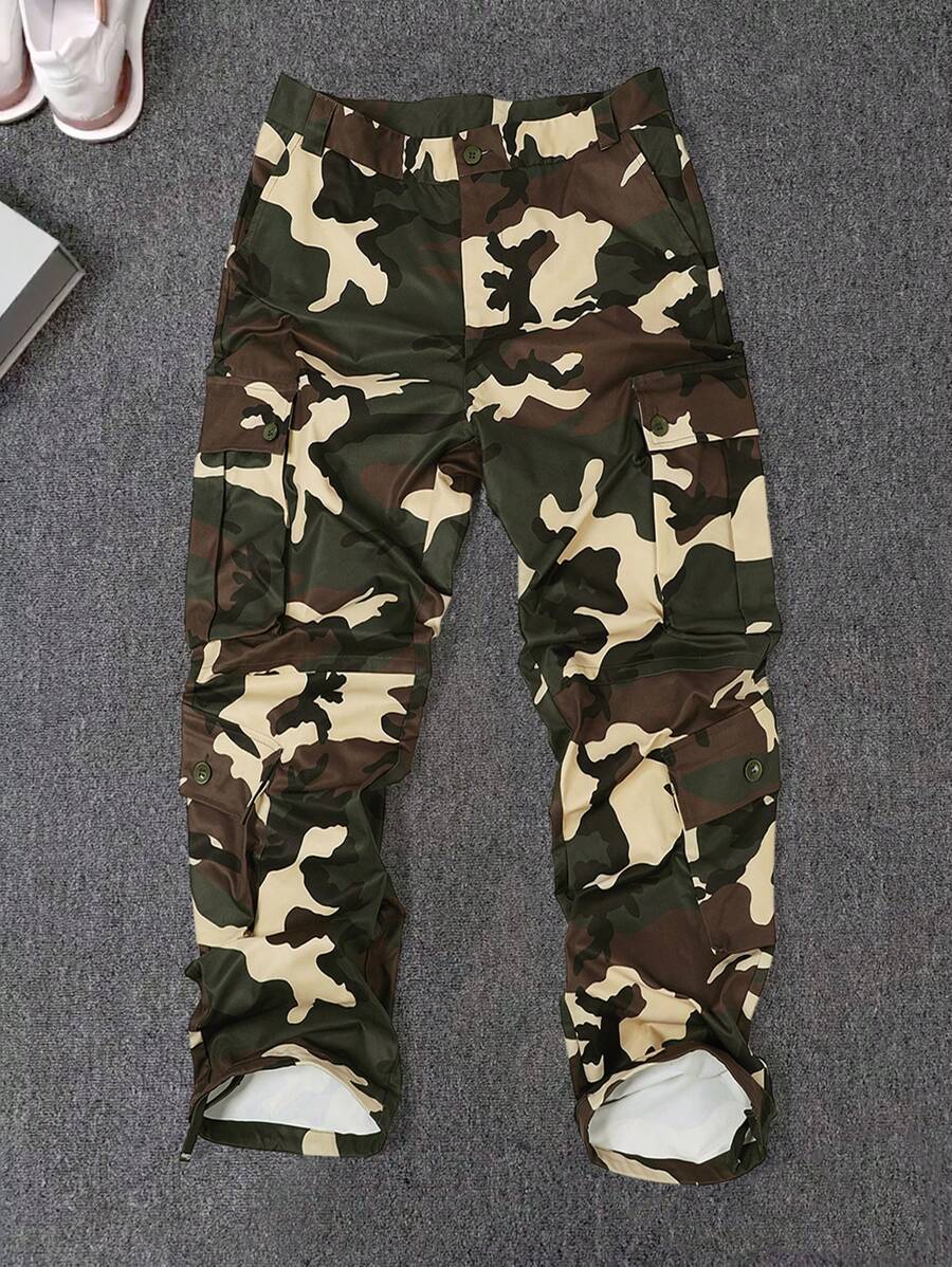 Manfinity Hypemode Men's Camouflage Loose Fit Cargo Pants - Army Green - View 1