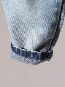 SHEIN Playful Pals Baby Boys' Simple Daily Long Sleeve Jeans Outfit - Black - View 8