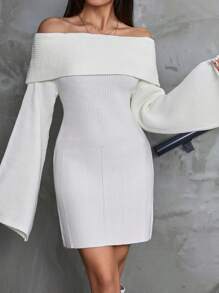SHEIN Robe tricotée pour femme à manches tombantes