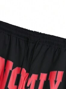 Manfinity Roghcode Pantalón diario sencillo y estampado con colores contrastantes para hombre - Rojo - Ver 6