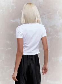MISSGUIDED 帕洛玛印花短款修身婴儿T恤 - 白色 - 查看 2