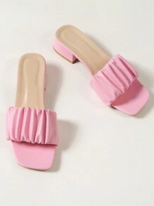 Vrouwen imitatieleren gerimpelde roze sandalen met vierkante neus, asymmetrische hoge hakken voor bruiloftsfeest, comfortabele dikke hakken muiltjes met open neus voor sexy avondfeest, nieuwe lente/zomer stijl hoge hakken voor vakantie, comfortabele sandalen voor buiten op het strand voor muziekfestival, elegante en modieuze hoge hakken voor vrouwen, kantoor hoge hakken voor vrouwen, platform dames hoge hakken schoenen