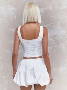 MISSGUIDED White Corset Tank Top And Bubble Hem Mini Skirt Co-Ord Set - White - View 2