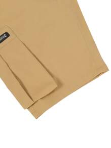 Manfinity Homme Men's Zipper Pocket Drawstring Waist Casual Loose Fit Shorts - Khaki - View 6