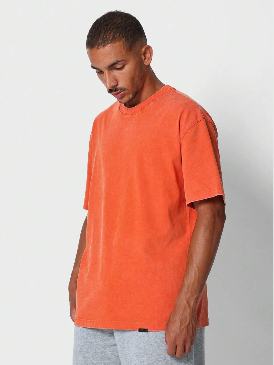 SUMWON Regular Fit Crew Neck Premium Heavyweight Short Sleeve Tee - Orange - View 1