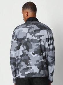 SUMWON 实用工装夹克 耐用口袋 军装风格 都市户外街头服饰 冬季秋季春季时尚百搭外套 日常休闲 - 藍色 - 查看 2