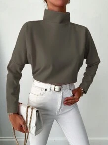 RueChic Solid Batwing Sleeve Tee - Black - View 4