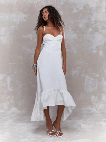 women's ruffled asymmetric-hem dress Asymmetrical Hem Dress