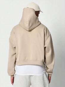 SUMWON Crop Fit Overhead Essential Hoodie - Apricot - View 2