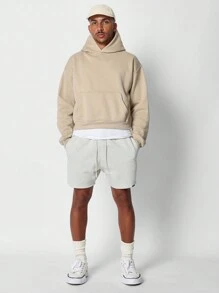 SUMWON Crop Fit Overhead Essential Hoodie - Apricot - View 4