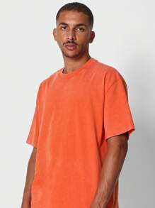 SUMWON Regular Fit Crew Neck Premium Heavyweight Short Sleeve Tee - Orange - View 3