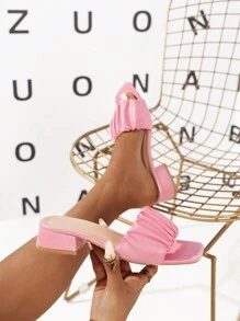 Vrouwen imitatieleren gerimpelde roze sandalen met vierkante neus, asymmetrische hoge hakken voor bruiloftsfeest, comfortabele dikke hakken muiltjes met open neus voor sexy avondfeest, nieuwe lente/zomer stijl hoge hakken voor vakantie, comfortabele sandalen voor buiten op het strand voor muziekfestival, elegante en modieuze hoge hakken voor vrouwen, kantoor hoge hakken voor vrouwen, platform dames hoge hakken schoenen