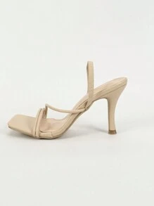 Women's Apricot Square Toe Thin High Heel Sandals Open Toe Sexy Party Simple Comfortable High Heeled Shoes, Make You Look Taller And Highlight Your Long Legs, Comfortable And Easy To Wear Summer Sandals