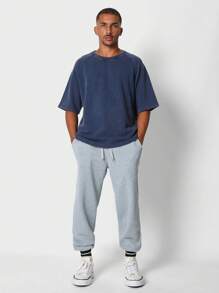 SUMWON Camiseta esencial de manga corta con lavado, ajuste oversize y tejido premium de peso pesado de bucle