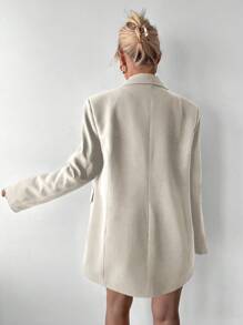 EURMUSE Plus Size Women's Solid Color Double-Breasted Suit Collar Simple Workwear Blazer