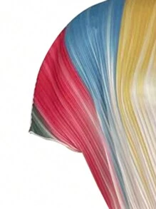 Robe mi-longue décontractée pour femme, col montant avec dégradé de couleurs, taille cintrée. Robe confortable plissée, idéale pour les vacances, les soirées sur la plage, les mariages en tant que demoiselle d'honneur - Multicolore - Voir 6