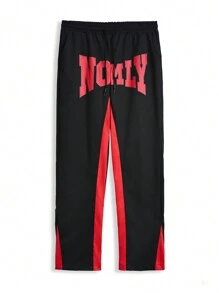 Manfinity Roghcode Pantalón diario sencillo y estampado con colores contrastantes para hombre - Rojo - Ver 5