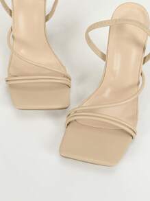 Women's Apricot Square Toe Thin High Heel Sandals Open Toe Sexy Party Simple Comfortable High Heeled Shoes, Make You Look Taller And Highlight Your Long Legs, Comfortable And Easy To Wear Summer Sandals