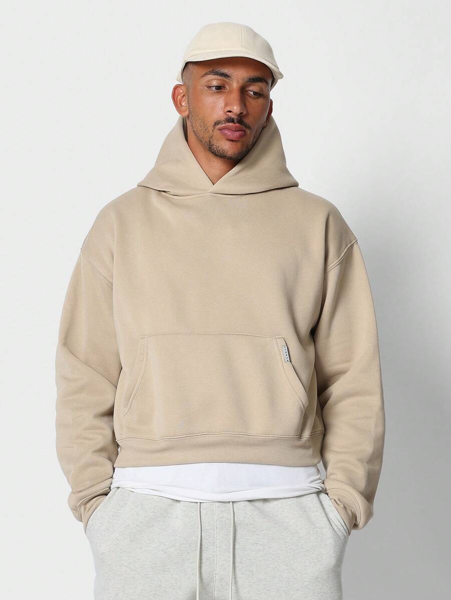 SUMWON Crop Fit Overhead Essential Hoodie - Apricot - View 1