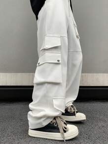 Manfinity EMRG Cargo Men Pants,American Style Straight-Leg Multi-Pocket Traceable Cotton Long Pants