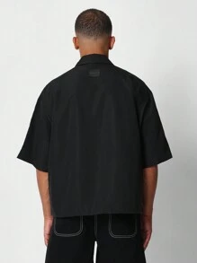 SUMWON Camisa de ajuste cuadrado con rayas laterales - Negro - Ver 2