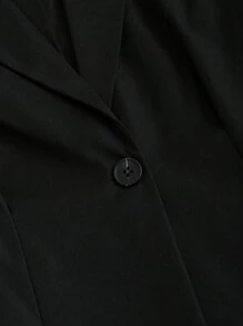 Sweetra Blazer liso con detalle de pliegues y un solo botón