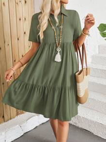EMERY ROSE Teacher Clothes Teacher Dress Women Casual Clothes Linen Green Women Dresses - Green - View 5