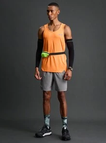 Manfinity Sport Polished Freund Stil Herren Lässig Sport Shorts mit Buchstaben-Muster Taschen, graue Shorts