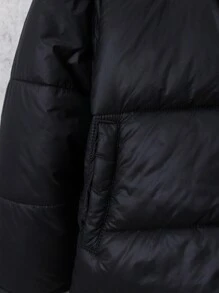SHEIN Explorewe Palton căptușit cu glugă, de zi cu zi, de culoare uni, pentru tineri