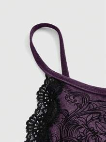 ROMWE Fairycore Women's Summer Rhinestone Floral Printed Lace Spliced Camisole Cami Top