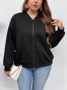 SHEIN LUNE Chaqueta bomber Plus con cremallera y hombro caído