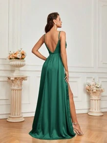 SHEIN Belle 美麗的單肩亮片伴娘禮服，帶有飄逸的後背，成人尺寸