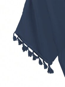 Breezaya 大尺碼女式流蘇邊開衫外套