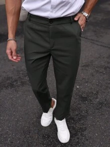 Manfinity Homme Men's Plain Simple Casual Pants For Daily Wear - Black - View 4