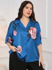 Modelyn 大尺碼女士簡約日常花卉印花襯衫 - 彩色 - 查看 5