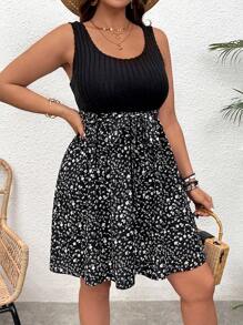 SHEIN VCAY Plus Size Vacation Spliced 2 In 1 Dress
