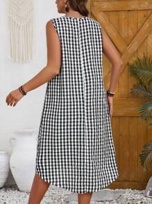 EMERY ROSE Plus Size Letnia, swobodna sukienka w kratę