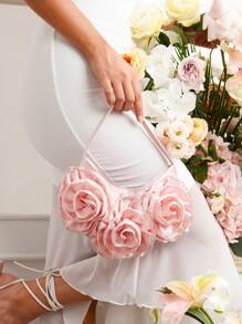 SHEIN Belle 奢华、迷人、优雅、花朵、女士手提包、女士晚装包、适合女孩、女士、女士、大学生、适合新娘、伴娘、婚礼宾客、蜜月、适合派对、舞会、婚礼、俱乐部、约会、晚会、约会之夜 - 粉色 - 查看 6