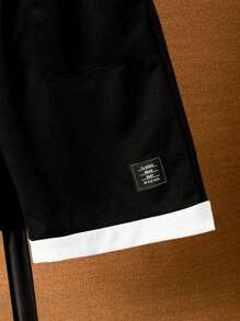 Kontrast-Farbiges Patchwork Jungen Set aus Kurzarmshirt und Shorts, geeignet für Lässig und Sportbekleidung