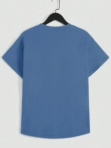 RueChic Tricou cu mânecă scurtă cu imprimeu cu litere pentru bărbați