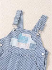 Vintage Patchwork Overalls Jumpsuit For Kids, Denim Suspender Pants - Blue - View 6