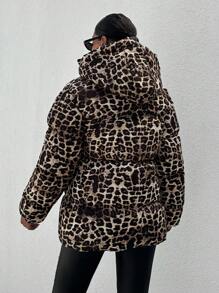EURMUSE Stylish Leopard Printed, Premium Quality Keep Warm Feature Puffer Winter Coat