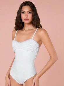 Enchnt Ladies' Solid Color Sleeveless Summer Bodysuit - White - View 1