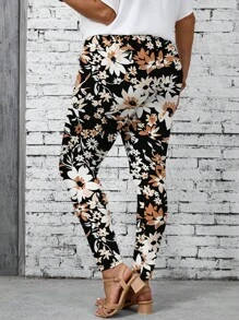 EMERY ROSE 大尺碼女士夏季休閒花紋打底褲