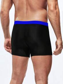 Manfinity KASUA Men Contrast Panel Drawstring Waist Swim Trunks,Hawaiian - Blue - View 2